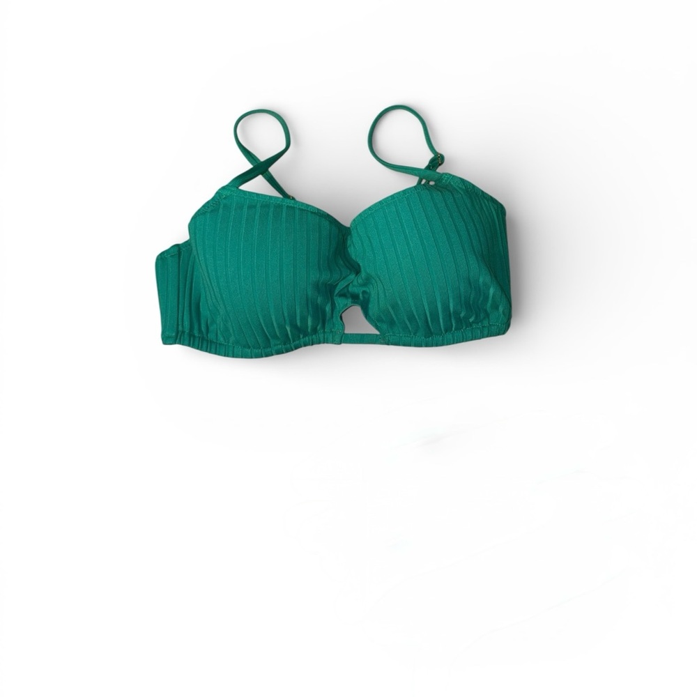 Shade & Shore Green Ribbed Tie-Side Bikini - Picture 4 of 6